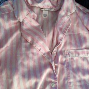 Victoria's Secret Pink and White Satin Pajamas
